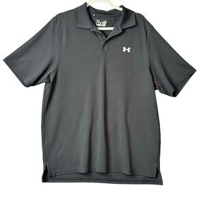 UNDER ARMOUR Mens Black Performance Loose Fit Polo Shirt Sz S Short Sleeve